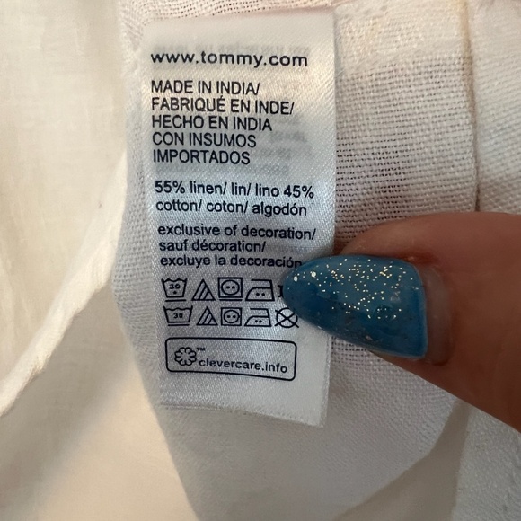 Tommy Hilfiger Men's Classic Solid Cotton Linen Short Sleeve Causal Shirt XL - Picture 4 of 6